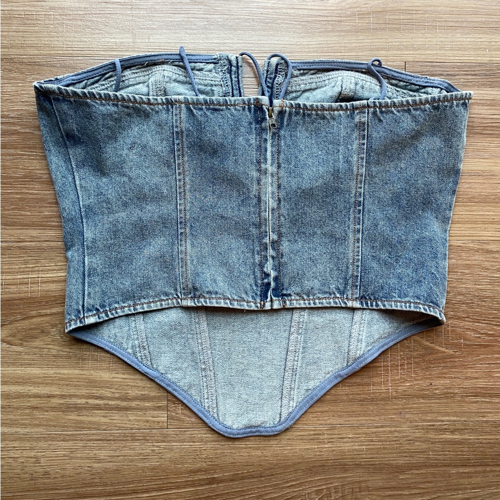 LIONESS Denim Del Gato Corset Top Size Medium | New With Tags - Picture 7 of 8